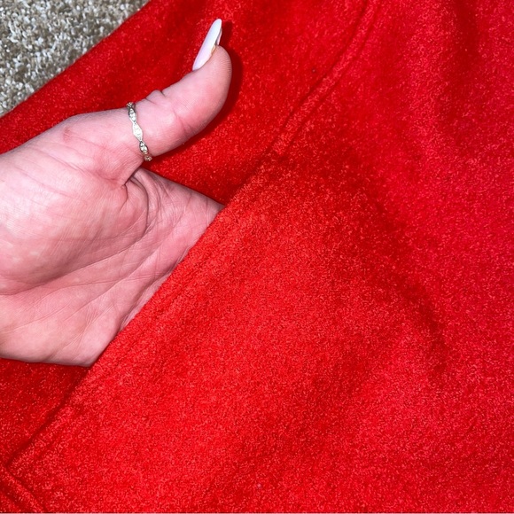 Tahari jacket wool blend biker jacket asymmetrical zip red/orange pockets SZ M - Picture 7 of 10